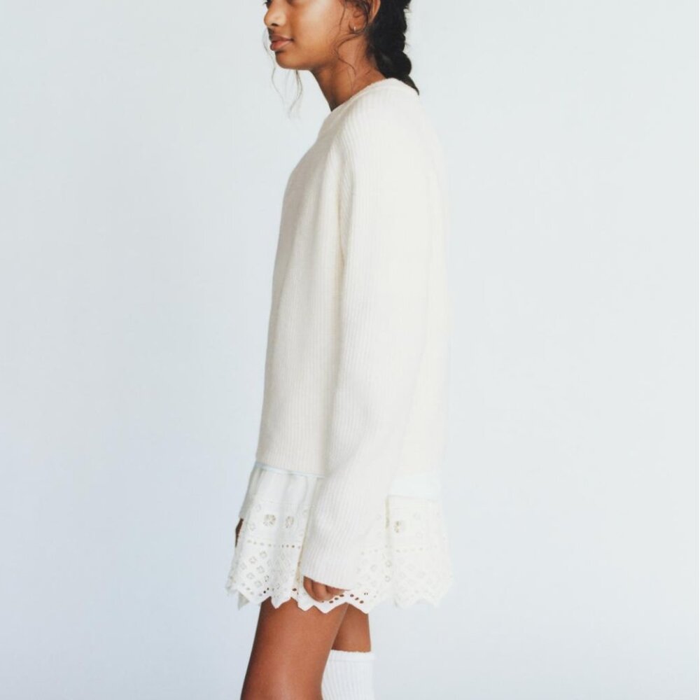 Zara Kids Cream Fuzzy Sweater | Size 11-12 | Quiet Luxury Fall Winter Staple